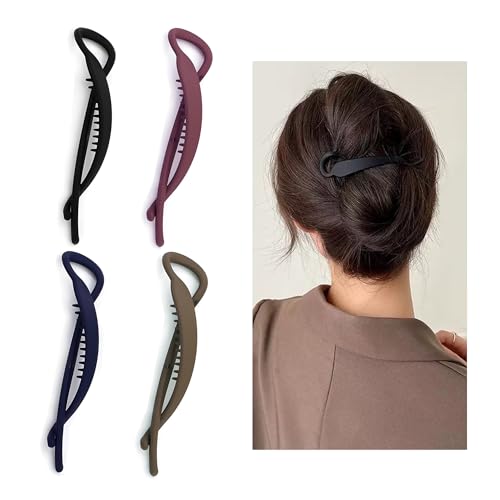 4er Set Große Banana Clip Haarspangen Damen – Retro Bananen Haarspange Für Pferdeschwanz, Rutschfeste Haarclips Für Dickes Haar, Bananenspange Haare, Banana Clip Dickes Haar, Haarspange Damen von KUAJTUN
