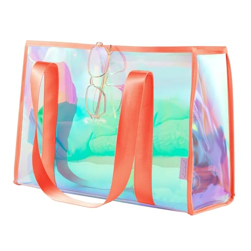 KUAK Große Damen-Strandtasche, schöne, schillernde, transparente Tragetaschen, wasserdicht, sanddicht, kippsicher, wasserdichte Innentasche mit Reißverschluss, für Schwimmbad, Reisen, Kreuzfahrt, KUAK Große Damen-Strandtasche, schöne, schillernde, transparente Tragetaschen, wasserdicht, sanddicht, kippsicher, wasserdichte Innentasche mit Reißverschluss, für Schwimmbad, Reisen, Kreuzfahrt, von KUAK
