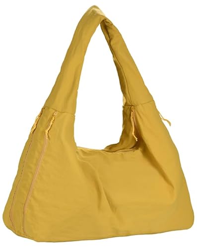 KUANINUNAR Große Slouchy Nylon Hobo Bag Frauen Halbmond Schultertasche Vintage Tote Bag Casual Shopper Handtasche für Fitnessstudio Pendeln, gelb von KUANINUNAR