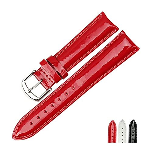 KUATBVL Kompatibel mit neuer 12 14 16 18 20mm HQ Red Watch Band Fashion Watchband Shine Noble Frauen Patent Leder Uhrengurt /14mm /Schwarz von KUATBVL