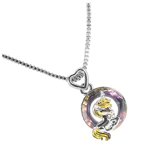KUATBVL Mädchen Schmuck Bling Wasserflasche Strass Opal Einhorn Halskette Einhorn Stretch Schmuck Halskette von KUATBVL