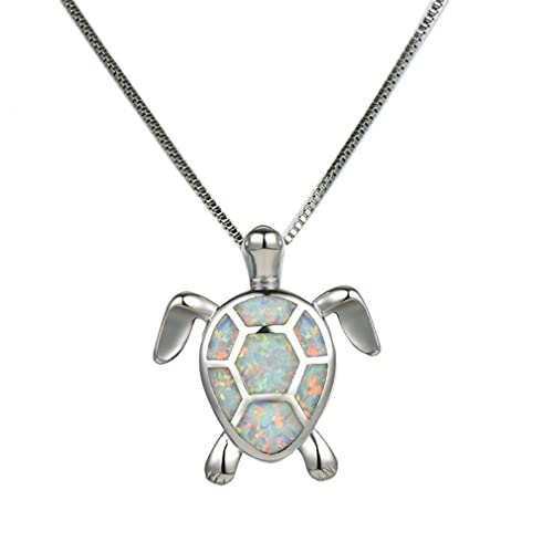 KUATBVL Mädchen Schmuck Schildkröte Anhänger Halsketten für Frauen gefüllt blaugrün weißer Feuer Opal Halskette Hochzeit Schmuck in China Dekorationen gemacht von KUATBVL