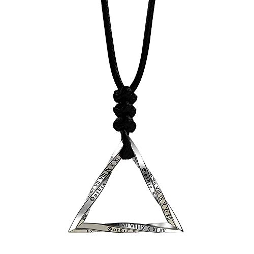 KUATBVL Retro 925 Sterling Silber Mobius Streifen Anhänger Halskette mit römischen Ziffern für Männer Frauen Schwarz Schnur von KUATBVL