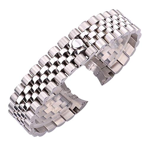 KUATBVL Wachgurt Edelstahl Uhrenbandband 20mm Männer Metal Watchbänder gebogen von KUATBVL