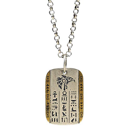 Zwei -Ton 925 Sterling Silber Ancient ägyptische Götter Anubis Horus Anhänger Halskette mit Hieroglyphen für Männer Frauen 60 cm Kette von KUATBVL