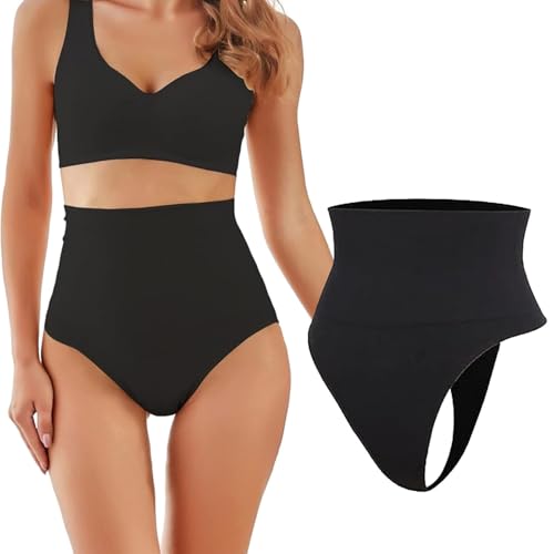 Shapewear Women's - Premium Tummy Control Bodice Pants T-String Waist and Hip Lift - Perfect for Party/Dance/Cocktail Party or Daily Use, black von KUBDPQOR