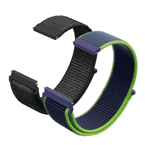 KUBFDL Nylon Fabric Uhrenarmband, 20mm/22mm mit Smartwatch Armband Schnellverschluss für Herren Damen, Verstellbare Aatmungsaktive Gewebte Sportbänder, Watch Straps für Herren Damen 2 Stück von KUBFDL