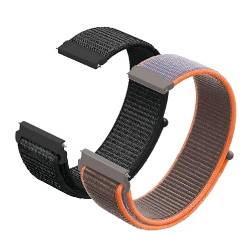 KUBFDL Nylon Fabric Uhrenarmband, 20mm/22mm mit Smartwatch Armband Schnellverschluss für Herren Damen, Verstellbare Aatmungsaktive Gewebte Sportbänder, Watch Straps für Herren Damen 2 Stück von KUBFDL