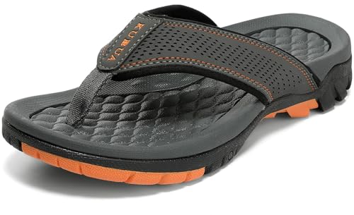 KUBUA Herren Strand Flip-Flops Wassersandalen Outdoor Athletic Thong Sandalen Hausschuhe, GRAU, 39.5 EU von KUBUA