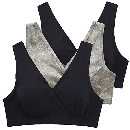 KUCI Still-BHS, Damen Schwangerschaf BH Unterwäsche Umstandsmode Still-BH (Medium, Black+Black+Grey) von KUCI