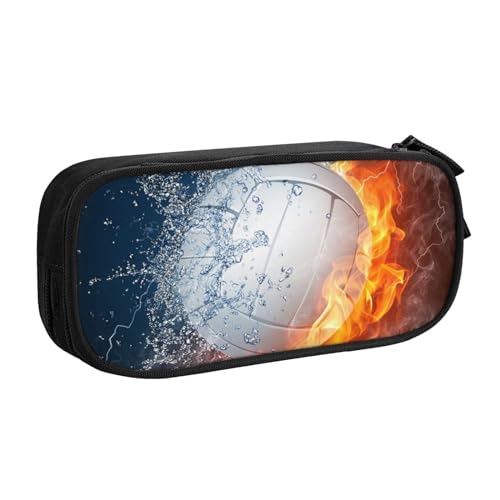 KUDGAWGS Ice and Fire Volleyball-Federmäppchen für Mädchen und Jungen, großes Fassungsvermögen, Stiftetasche, Bleistift-Organizer mit Fächern für Schule, Büro, Kinder, Teenager, Erwachsene, Schwarz, KUDGAWGS Ice and Fire Volleyball-Federmäppchen für Mädchen und Jungen, großes Fassungsvermögen, Stiftetasche, Bleistift-Organizer mit Fächern für Schule, Büro, Kinder, Teenager, Erwachsene, Schwarz, von KUDGAWGS