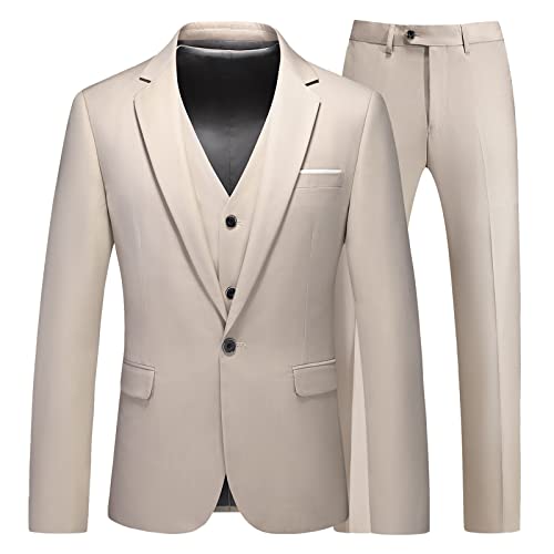 KUDMOL Herren 3-Stücke Anzug Business EIN Knopf Smoking Anzug für Männer Smoking Klassische Blazer Weste Hosen Set von KUDMOL