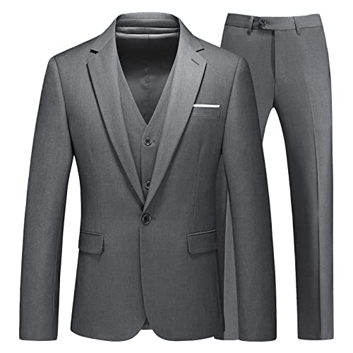 KUDMOL Herren 3-Stücke Anzug Business EIN Knopf Smoking Anzug für Männer Smoking Klassische Blazer Weste Hosen Set von KUDMOL