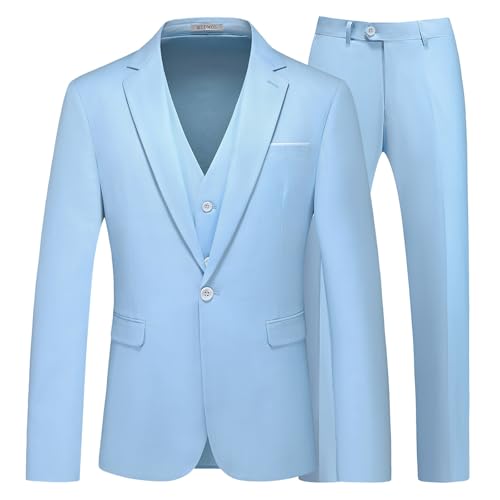 KUDMOL Herren 3-Stücke Anzug Business EIN Knopf Smoking Anzug für Männer Smoking Klassische Blazer Weste Hosen Set von KUDMOL