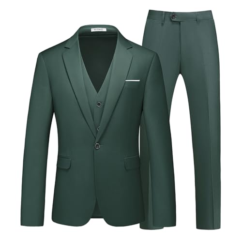 KUDMOL Herren 3-Stücke Anzug Business EIN Knopf Smoking Anzug für Männer Smoking Klassische Blazer Weste Hosen Set von KUDMOL