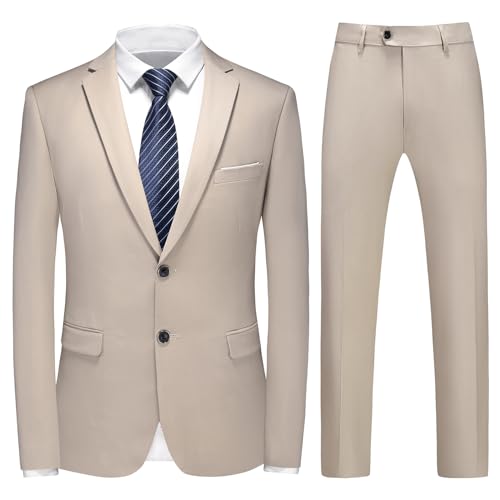 KUDMOL Herren Slim Fit Anzug 2 Stücke - Business Hochzeit Formal Dinner Zwei Knöpfe Smoking für Männer - Klassischer Blazer Weste Hose Set von KUDMOL