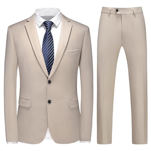 KUDMOL Herren Anzug 2 Stücke Slim Fit Anzug Business Hochzeit Formal Dinner Zwei Knöpfe Smoking Anzug für Männer Klassischer Blazer Weste Hose Set von KUDMOL