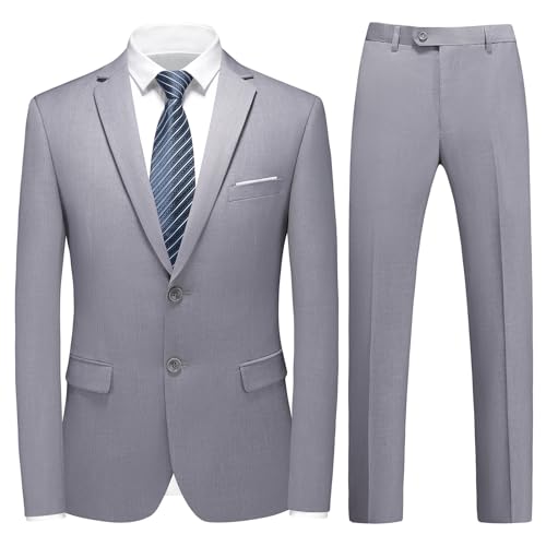 KUDMOL Herren Slim Fit Anzug 2 Stücke - Business Hochzeit Formal Dinner Zwei Knöpfe Smoking für Männer - Klassischer Blazer Weste Hose Set von KUDMOL