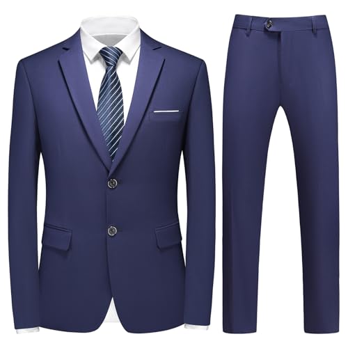 KUDMOL Herren Slim Fit Anzug 2 Stücke - Business Hochzeit Formal Dinner Zwei Knöpfe Smoking für Männer - Klassischer Blazer Weste Hose Set von KUDMOL