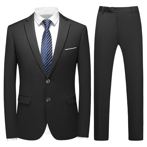 KUDMOL Herren Anzug 2 Stücke Slim Fit Anzug Business Hochzeit Formal Dinner Zwei Knöpfe Smoking Anzug für Männer Klassischer Blazer Weste Hose Set von KUDMOL