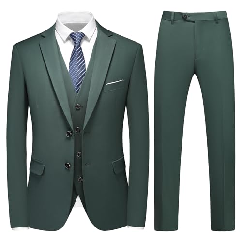 KUDMOL Herren 3-Teiliger Slim Fit Anzug - Business Hochzeit Formal Dinner Smoking Mit Zwei Knöpfen - Klassischer Blazer Weste Hose Set für Männer von KUDMOL