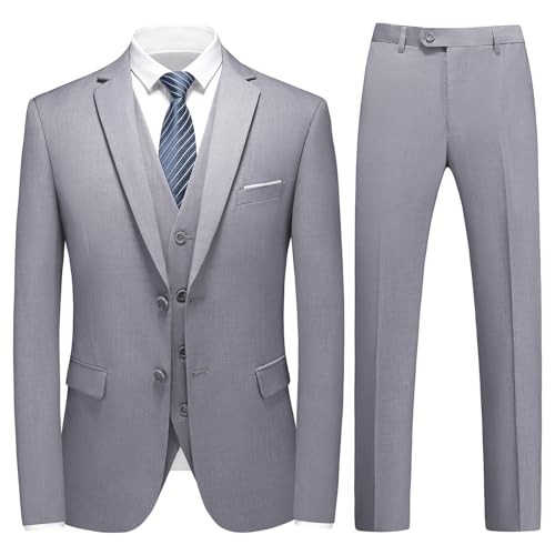 KUDMOL Herren 3-Teiliger Slim Fit Anzug - Business Hochzeit Formal Dinner Zwei Knöpfe Smoking für Männer - Klassischer Blazer Weste Hose Set von KUDMOL