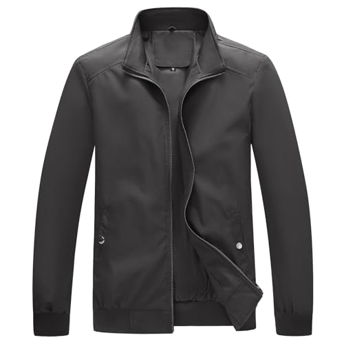 KUDMOL Herren Leichtgewicht Jacke Zip Up Casual Windbreaker Frühling und Herbst Outdoor Sportbekleidung mit Taschen（Schwarz,3XL） von KUDMOL