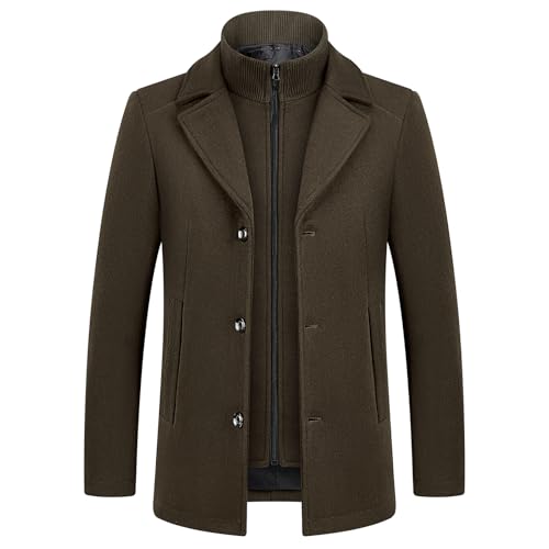 KUDMOL Herren Mantel umd Weste 2-in-1-Winterjacke Wollmantel Dick Wintermantel Warmer Mantel Jacke(Koffein,S) von KUDMOL