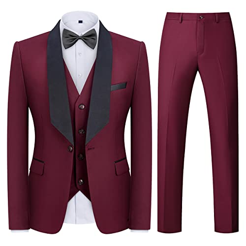 KUDMOL Herrenanzug 3 Stück Smoking EIN Knopf Blazer Weste Hose Sets für Hochzeit Party Prom von KUDMOL