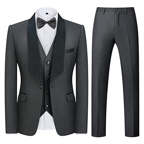 KUDMOL Herrenanzug 3 Stück Smoking EIN Knopf Blazer Weste Hose Sets für Hochzeit Party Prom von KUDMOL