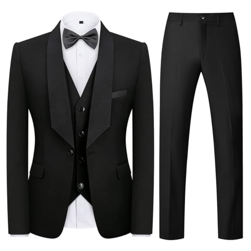 KUDMOL Herrenanzug 3 Stück Smoking EIN Knopf Blazer Weste Hose Sets für Hochzeit Party Prom von KUDMOL