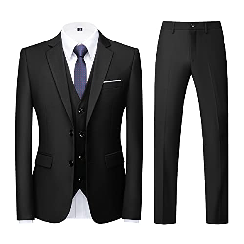 KUDORO Herren Anzüge 3-teilig Slim Fit Einreihig Zwei Knöpfe für Hochzeit Business Anzug Herren Formell Sakko Weste Hose(Schwarz,M) KUDORO Herren Anzüge 3-teilig Slim Fit Einreihig Zwei Knöpfe für Hochzeit Business Anzug Herren Formell Sakko Weste Hose(Schwarz,M) von KUDORO