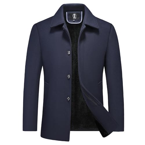 KUDORO Herren Wintermantel Wolle Kurzmantel Herren Wollmantel Winterjacke Slim Fit für Business Freizeit Peacoat Herren Casual(Marineblau,XS) von KUDORO
