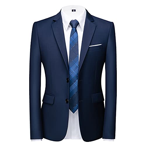 KUDORO Sakko Herren Slim Fit Zwei Knöpfe Sakko Sportlich für Hochzeit Business Anzugjacke Herren Blazer(Blau,XL) von KUDORO