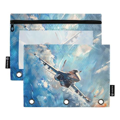KUEJOP Binder Pouches Fighter Jet Soaring in The Sky 3 Ring Zipper Pencil Pouch 2 Pack KUEJOP Binder Pouches Fighter Jet Soaring in The Sky 3 Ring Zipper Pencil Pouch 2 Pack von KUEJOP