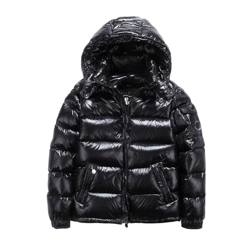 KUGEKI Daunenjacke Down Jacket Herren Winter Pufferjacke Leichter Verstaubarer Mantel Winddicht Warm Oberbekleidung mit Kapuze,Black,XL(70 von KUGEKI
