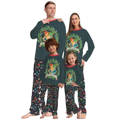 KUGEKI Weihnachtspyjama Familie Set Christmas Pajamas Family Cartoon Muster Druck Familie Passende Pyjamas Urlaub Nachtwäsche Sets Langarm Nachtwäsche,Mom L von KUGEKI