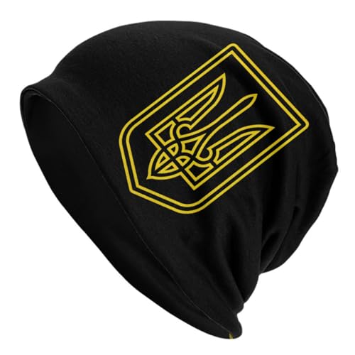 Damen Winter Hüte Thermohut Herren Tryzub Ukraine Wappen Ukrainische Haube Hut Hip Hop Street Skullies Mützen Hut für Männer Frauen Warme Thermal Elastic Caps Geschenke für Paare von KUGEUII