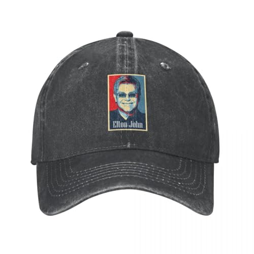 KUGEUII Atmungsaktive Unisex Baseballkappe Elton John 2024 Modische Baseballkappe Baumwollmütze verstellbare Mütze Universal Casual Cap Trucker Hat Geschenke von KUGEUII