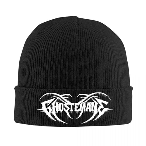 KUGEUII Damen Winter Hüte Thermo Hut Herren Ghostemane Symbol Haube Hüte American Rapper Beanie Hüte Grafik Skullies Mützen Herbst Trendige Weibliche Männliche Kpop Elastische Kappen Geschenke Paare von KUGEUII
