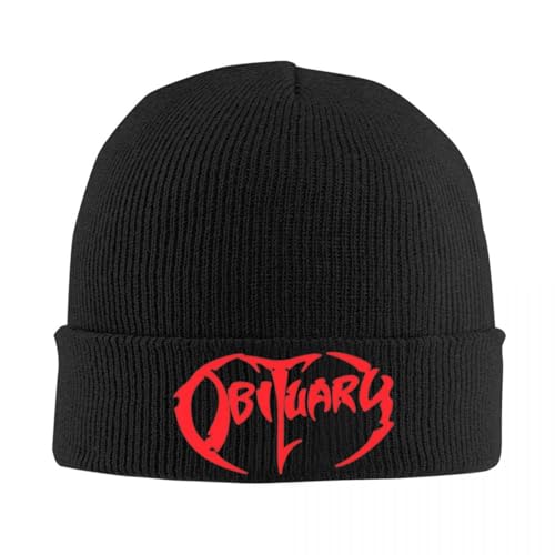 KUGEUII Damen Winter Hüte Thermo Hut Herren Nachruf Band Rot Logo Death Metal Beanie Hüte Heavy Metal Casual Caps Unisex Erwachsene Skullies Mützen Winter Elastische Beanie Hüte Geschenke für Paare von KUGEUII