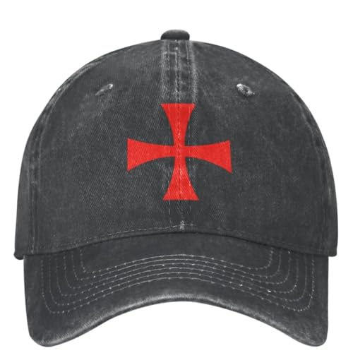 KUGEUII Unisex Knight Templar Washed Baseball Cap Kreuz Symbol Vintage Trucker Hat Sommer Weiblich Männlich Tennis Skate Baseball Hüte Geschenke von KUGEUII
