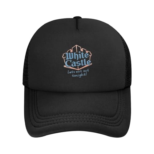 KUGEUII Unisex White Castle Let's Eat Hamburger Grafik Leichte Caps Männer Cap Für Männer Baseball Cap Männer Festival Geschenke von KUGEUII
