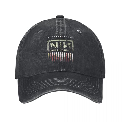 Neutrale atmungsaktive Baseballkappe aus Reiner Baumwolle The Nails for Fans Herren Damen Baseballkappe Nine Inch Nails Band Heavy Metal Music Distressed Denim Caps Hut Fashion Snapback Cap Geschenk von KUGEUII