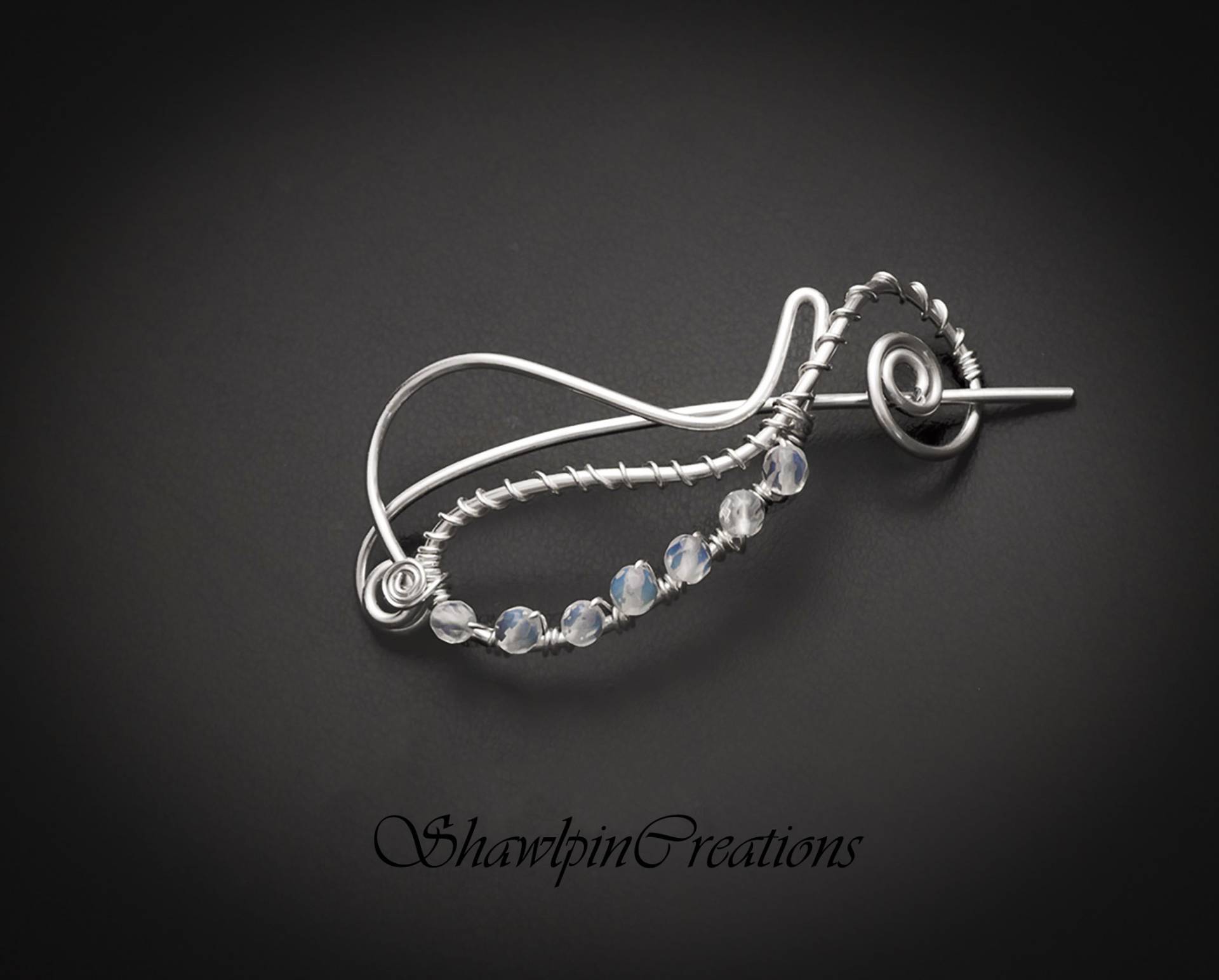 Opalite Schalnadel Silberdraht Kupfer Brosche Opalite Schalnadel Silberdraht Kupfer Brosche von KUGGIShawlPins