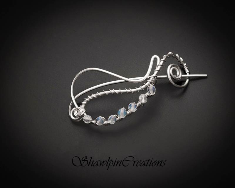 Opalite Schalnadel Silberdraht Kupfer Brosche Opalite Schalnadel Silberdraht Kupfer Brosche von KUGGIShawlPins