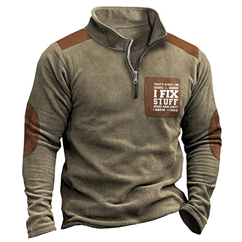 KUGO Sweatshirt Herren Frühling Herbst Stehkragen Klassisch Pullover Herren Casual Reißverschluss Outdoor Poloshirt Herren Langarm Mode Workout Streetwear Herren LP-01 M von KUGO