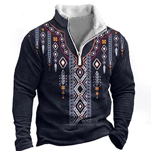 KUGO Sweatshirt Herren Frühling Herbst Stehkragen Klassisch Pullover Herren Casual Reißverschluss Outdoor Poloshirt Herren Langarm Mode Workout Streetwear Herren LP-12 XL von KUGO