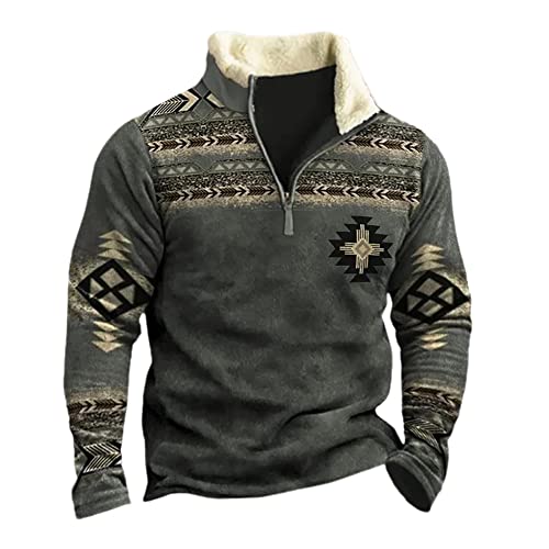 KUGO Sweatshirt Herren Frühling Herbst Stehkragen Klassisch Pullover Herren Casual Reißverschluss Outdoor Poloshirt Herren Langarm Mode Workout Streetwear Herren LP-15 L von KUGO