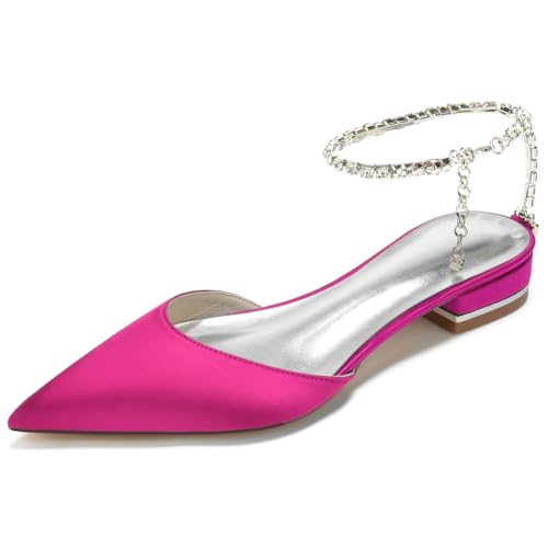 KUHAOFEU Ballerinas Mit Flansch Zurück Frauen Spitze Spitze Strass Kette Riemen Knöchel Braut Brautschuhe Modische Elegante Sandalen,Fuchsia,43 EU KUHAOFEU Ballerinas Mit Flansch Zurück Frauen Spitze Spitze Strass Kette Riemen Knöchel Braut Brautschuhe Modische Elegante Sandalen,Fuchsia,43 EU von KUHAOFEU